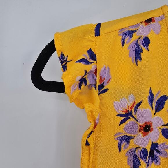 Jessica Simpson Women's Floral Flutter Cap Sleeve Maxi‎ Dress Yellow Size Large - Picture 6 of 10